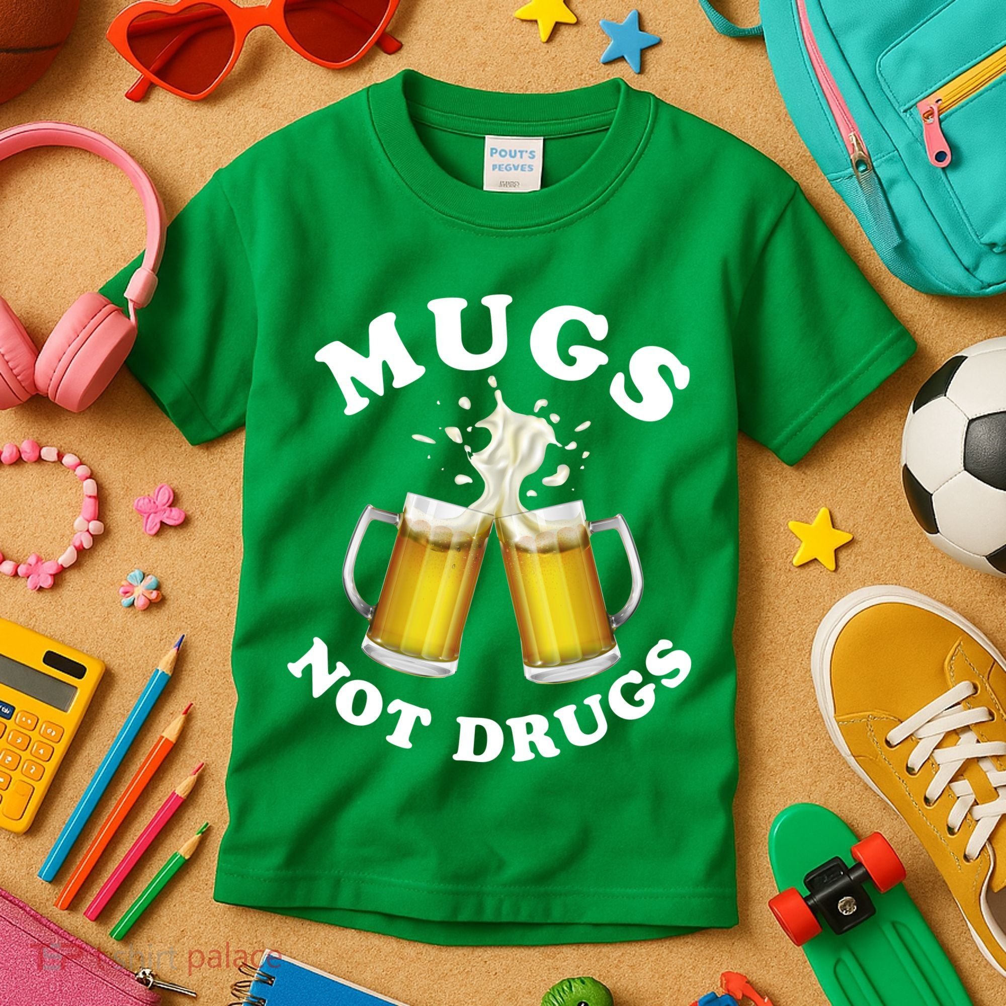 Mugs Not Drugs Funny St. Patrick's Day Beer Kids T-Shirt