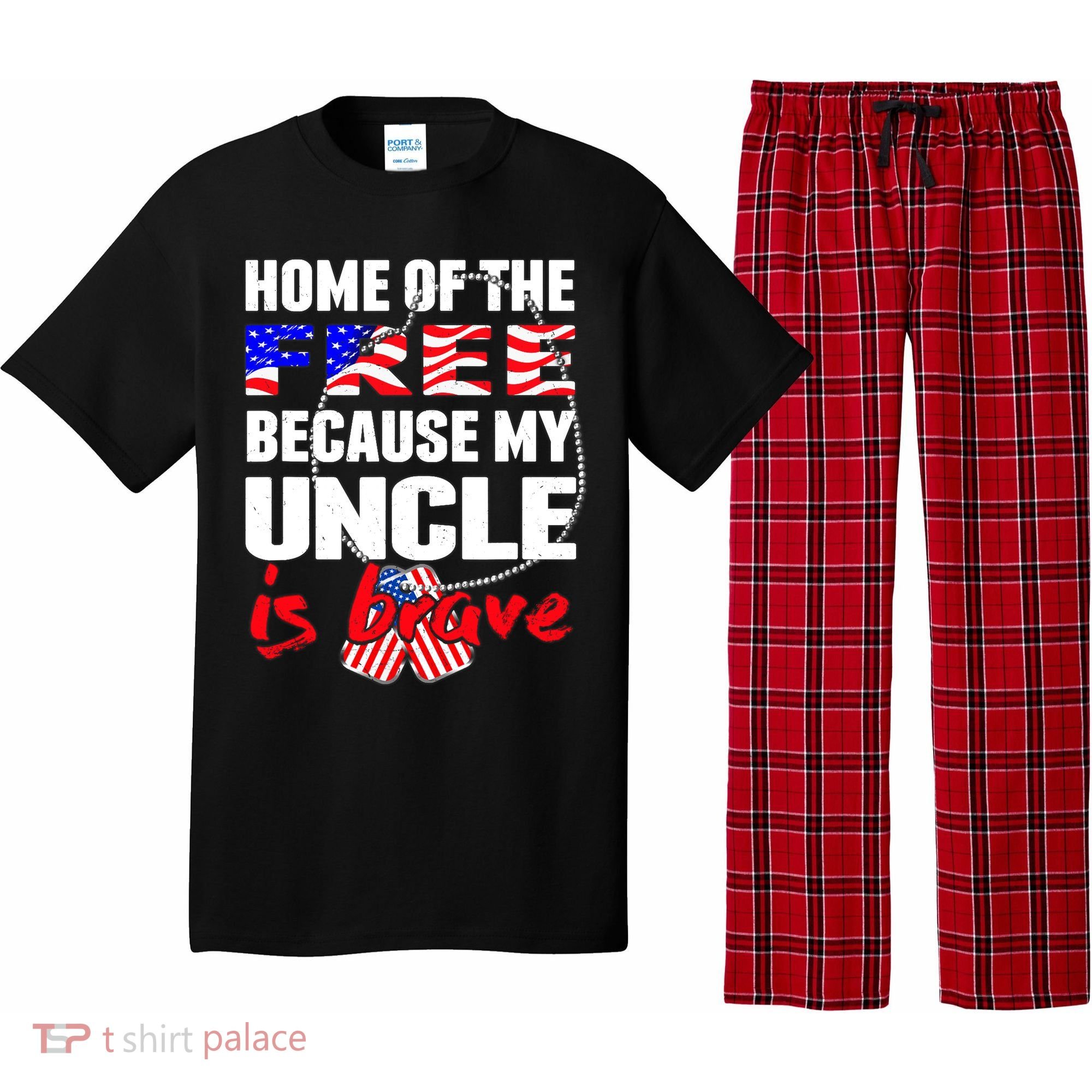 My Uncle Is Brave Home Of The Free - Proud Army Niece Nephew Pajama Set