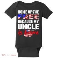 My Uncle Is Brave Home Of The Free - Proud Army Niece Nephew Baby Bodysuit thumb 0