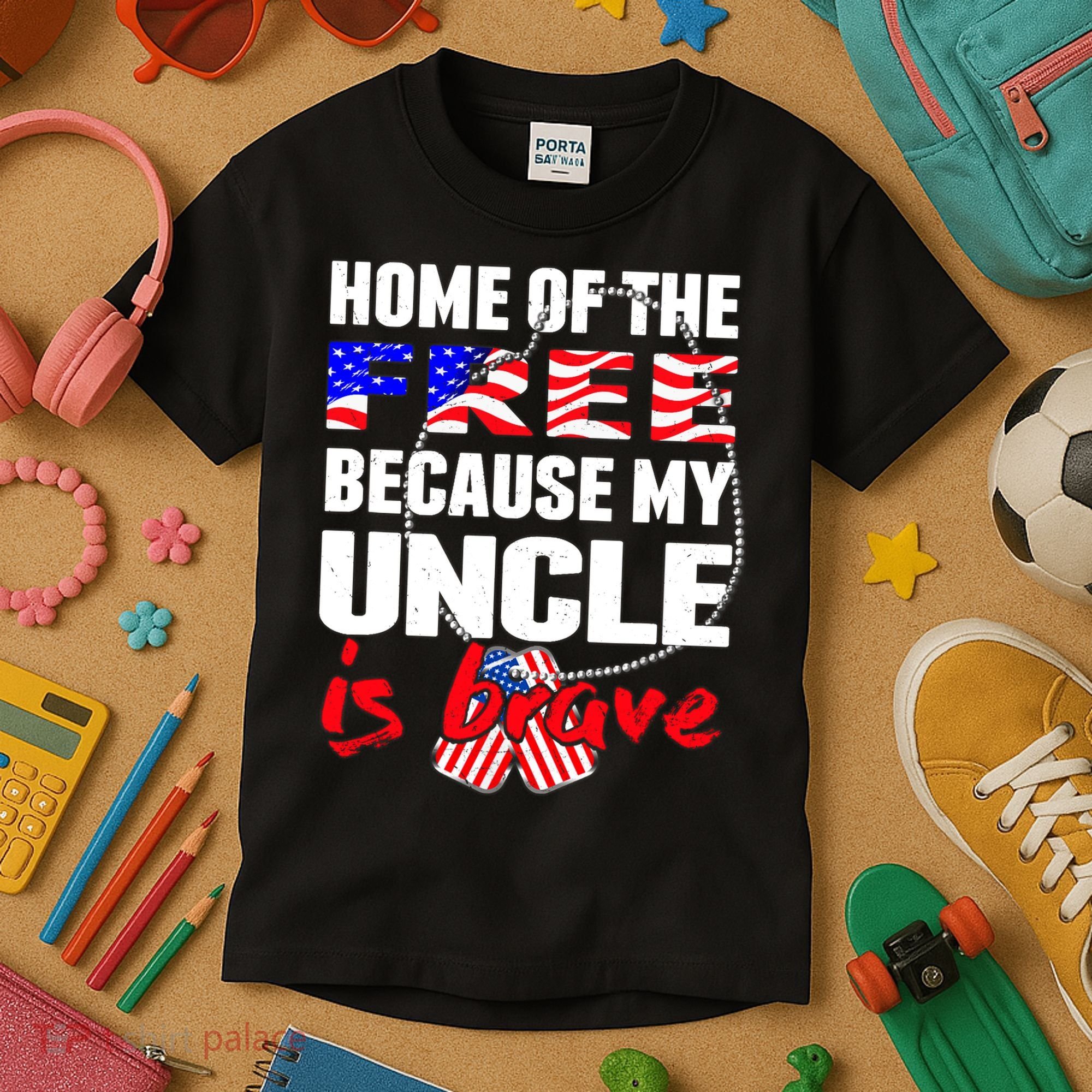 My Uncle Is Brave Home Of The Free - Proud Army Niece Nephew Kids T-Shirt