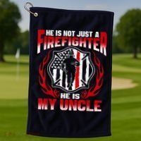 My Uncle Is A Firefighter Hero Proud Fire Niece Nephew Gifts Golf Towel thumb 1