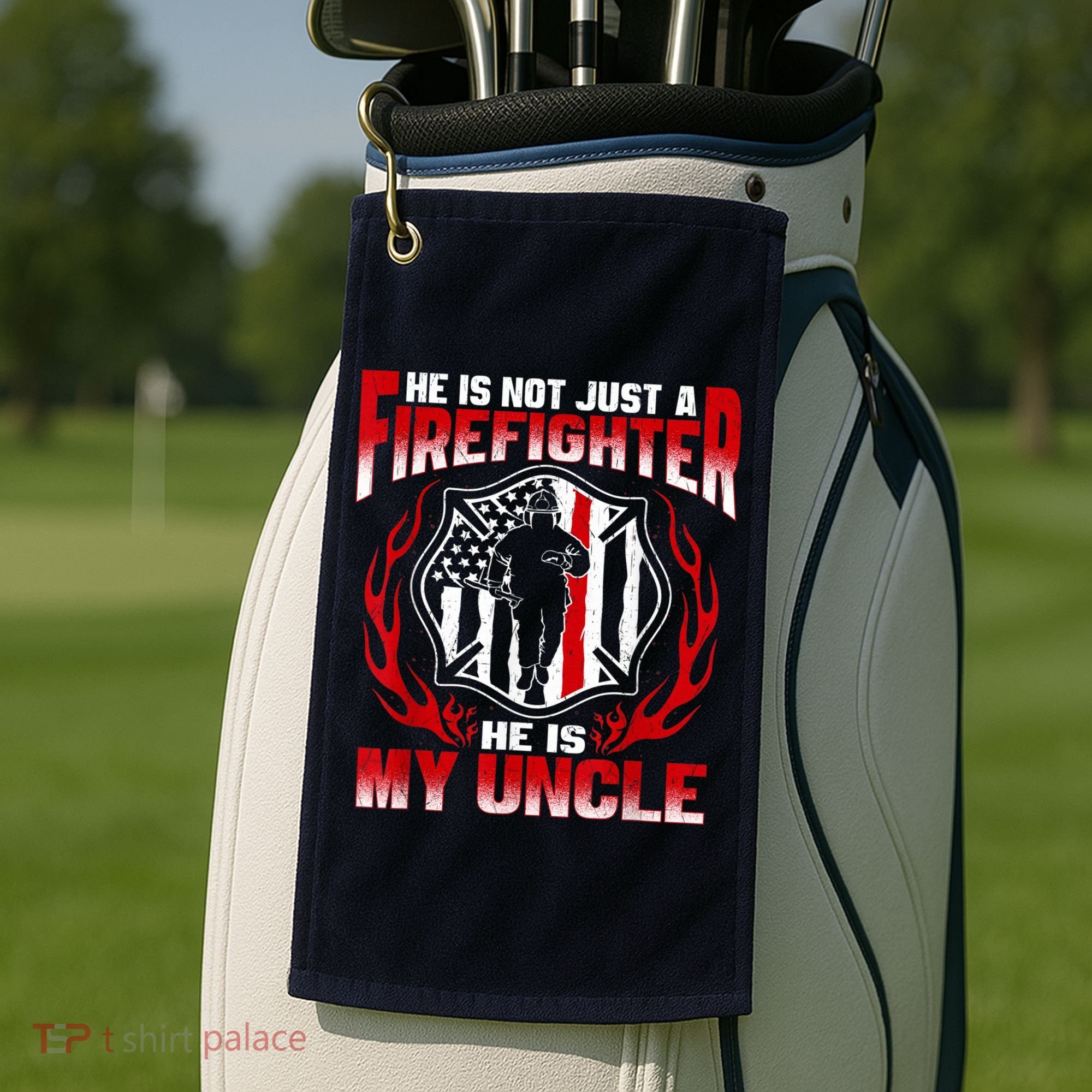 My Uncle Is A Firefighter Hero Proud Fire Niece Nephew Gifts Golf Towel