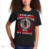 My Uncle Is A Firefighter Hero Proud Fire Niece Nephew Gifts Kids T-Shirt thumb 2
