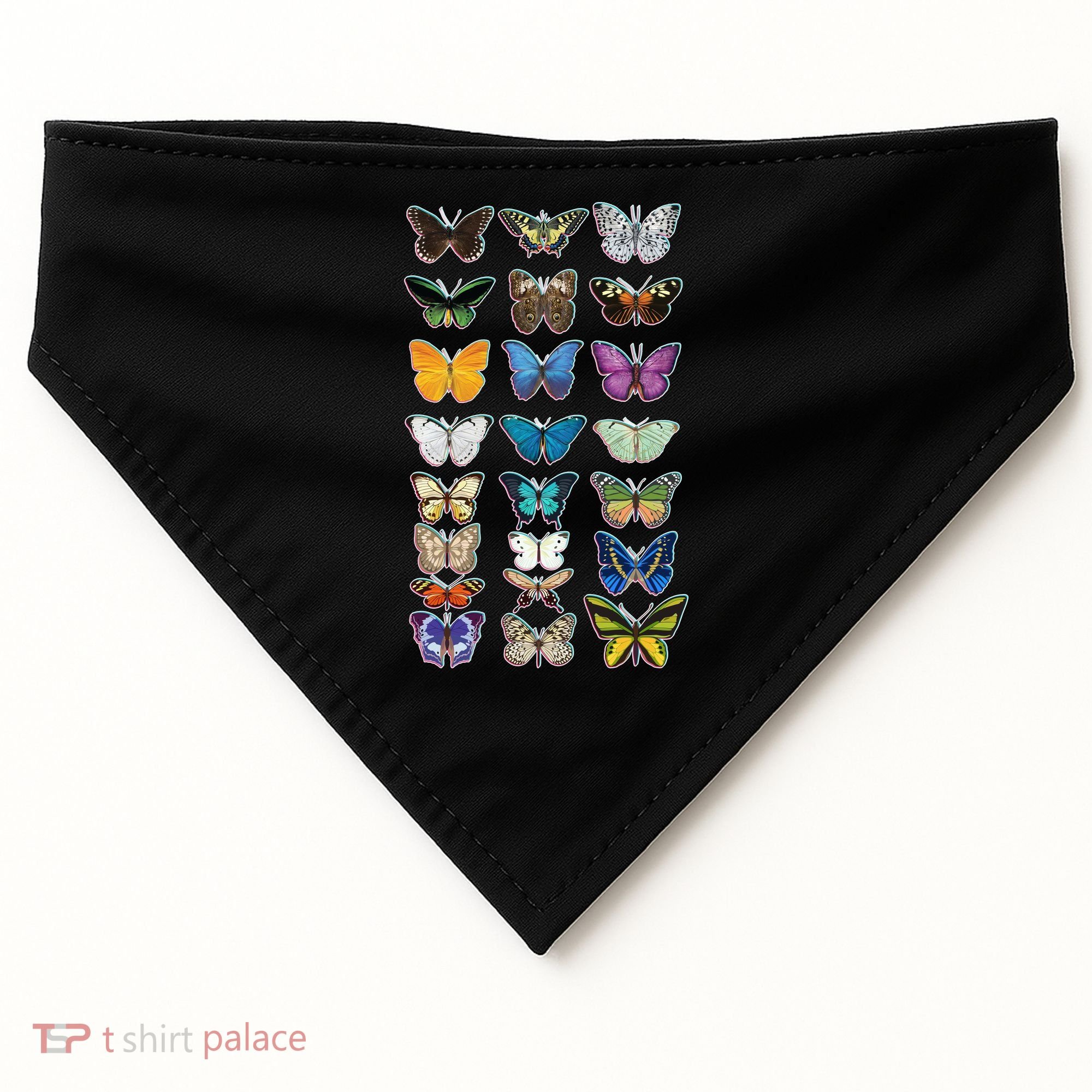 Multi Butterflies Botanical Species USA-Made Doggie Bandana