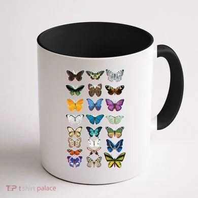 Multi Butterflies Botanical Species Coffee Mug back