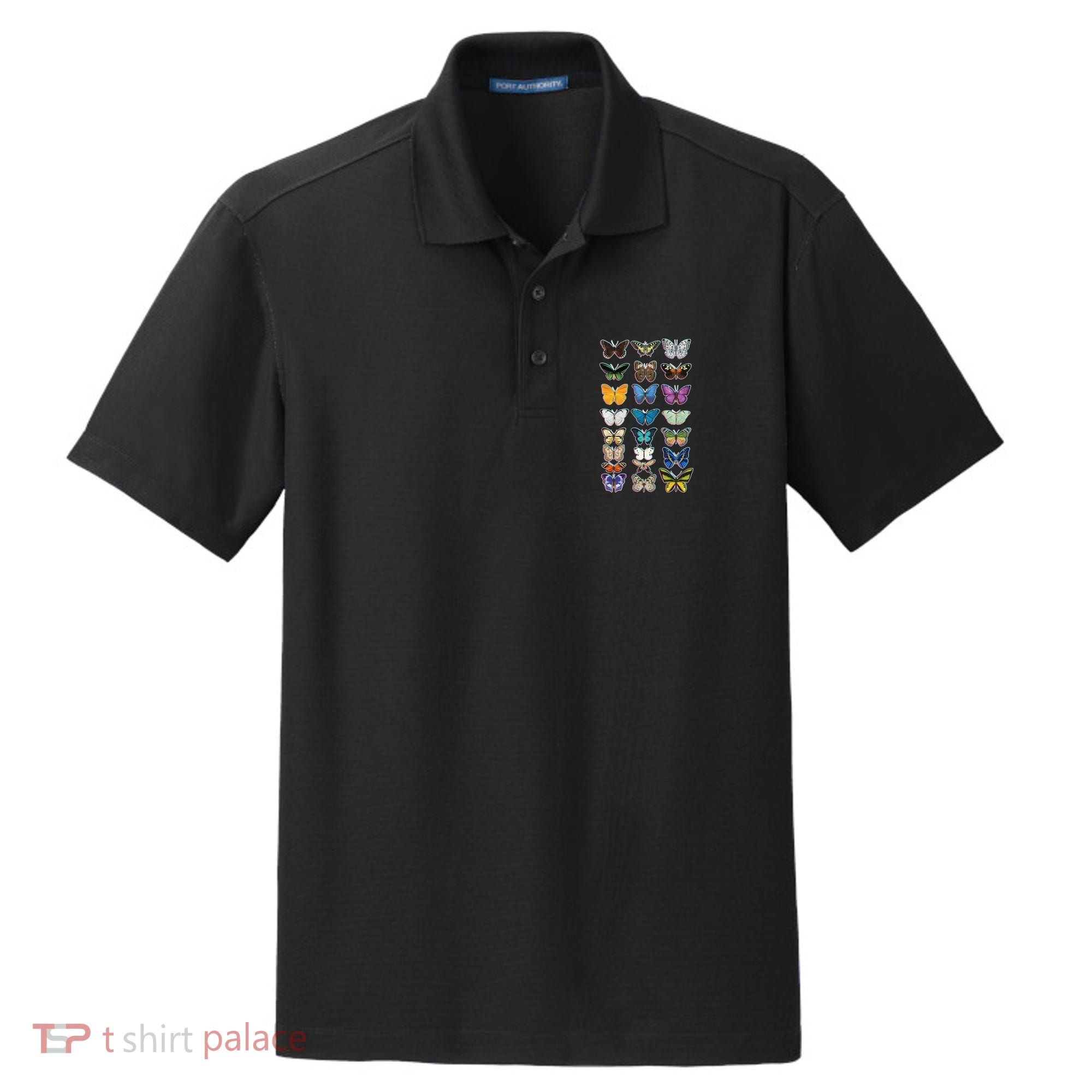 Multi Butterflies Botanical Species Dry Zone Grid Polo