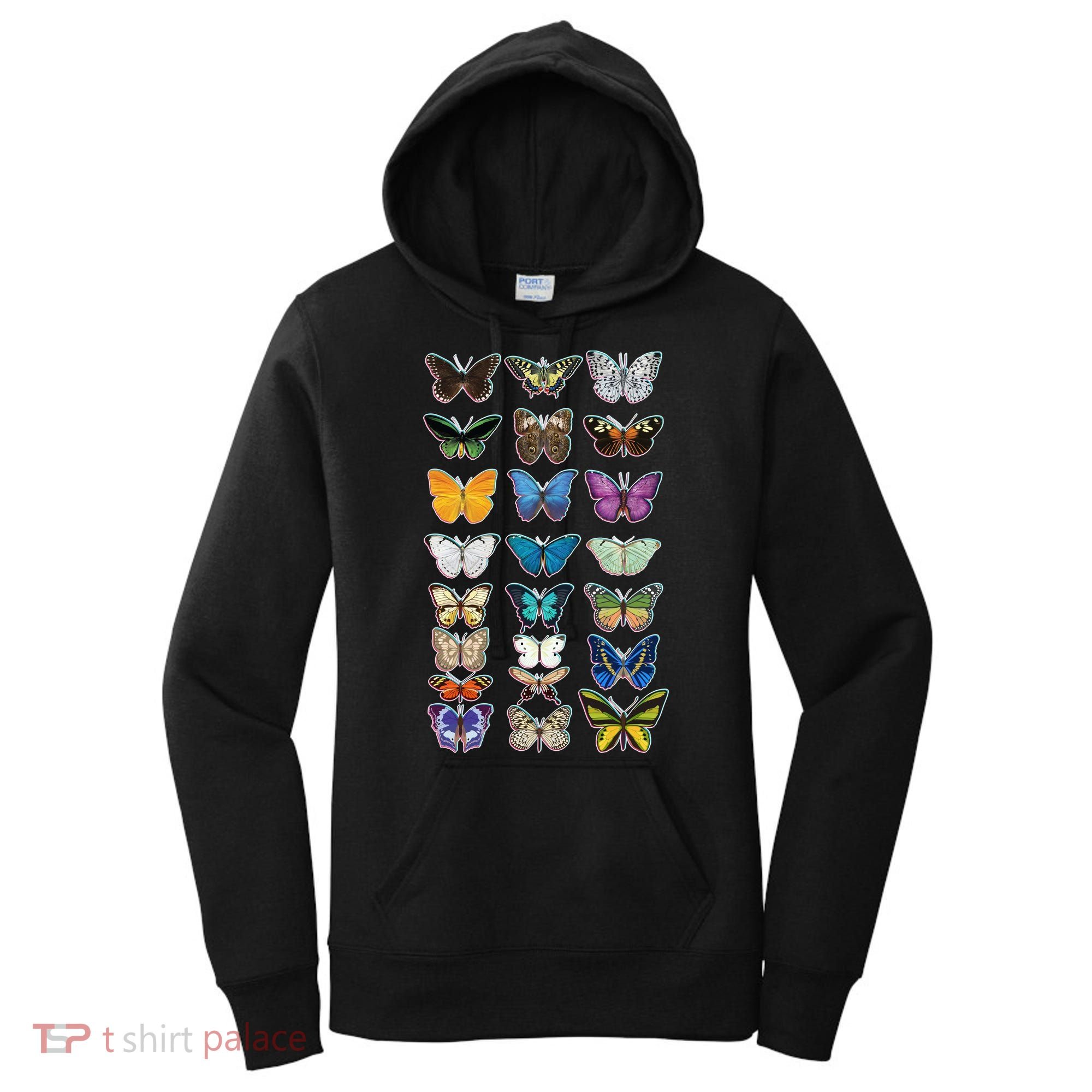 Multi Butterflies Botanical Species Women's Hoodie