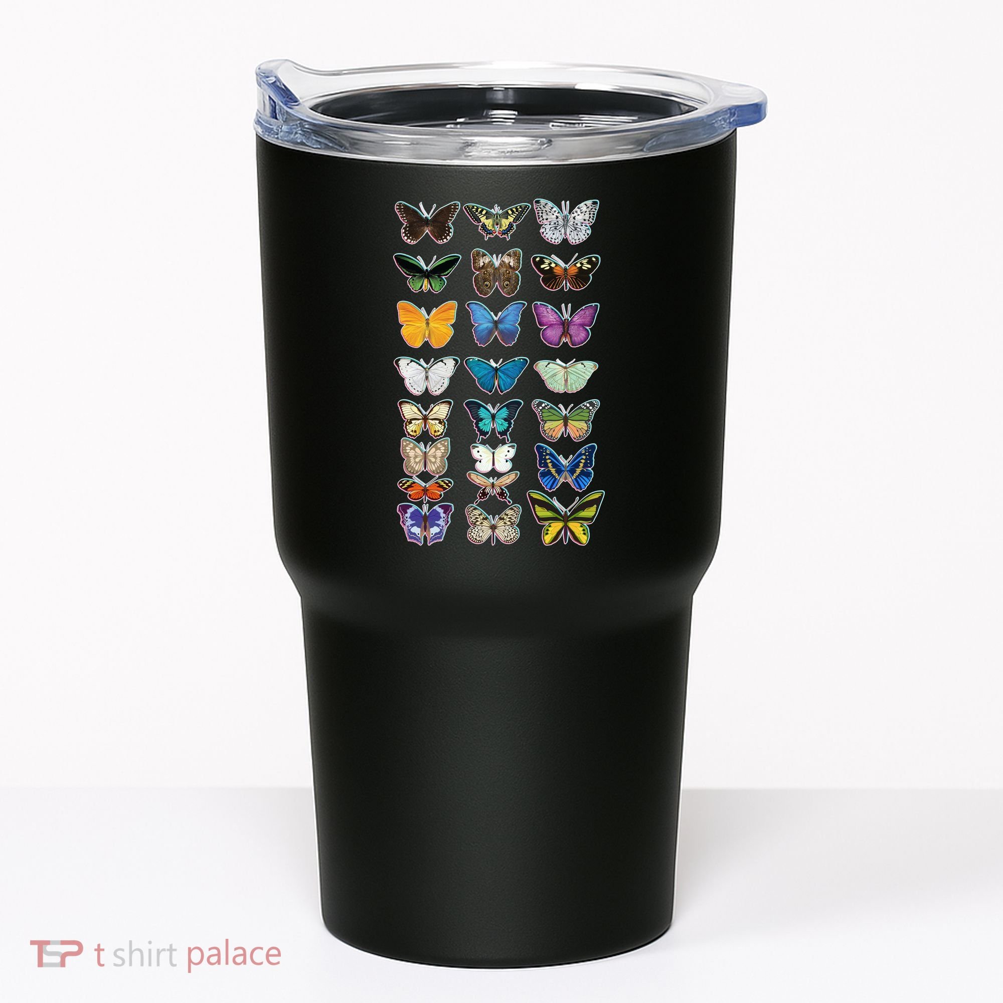 Multi Butterflies Botanical Species Tumbler