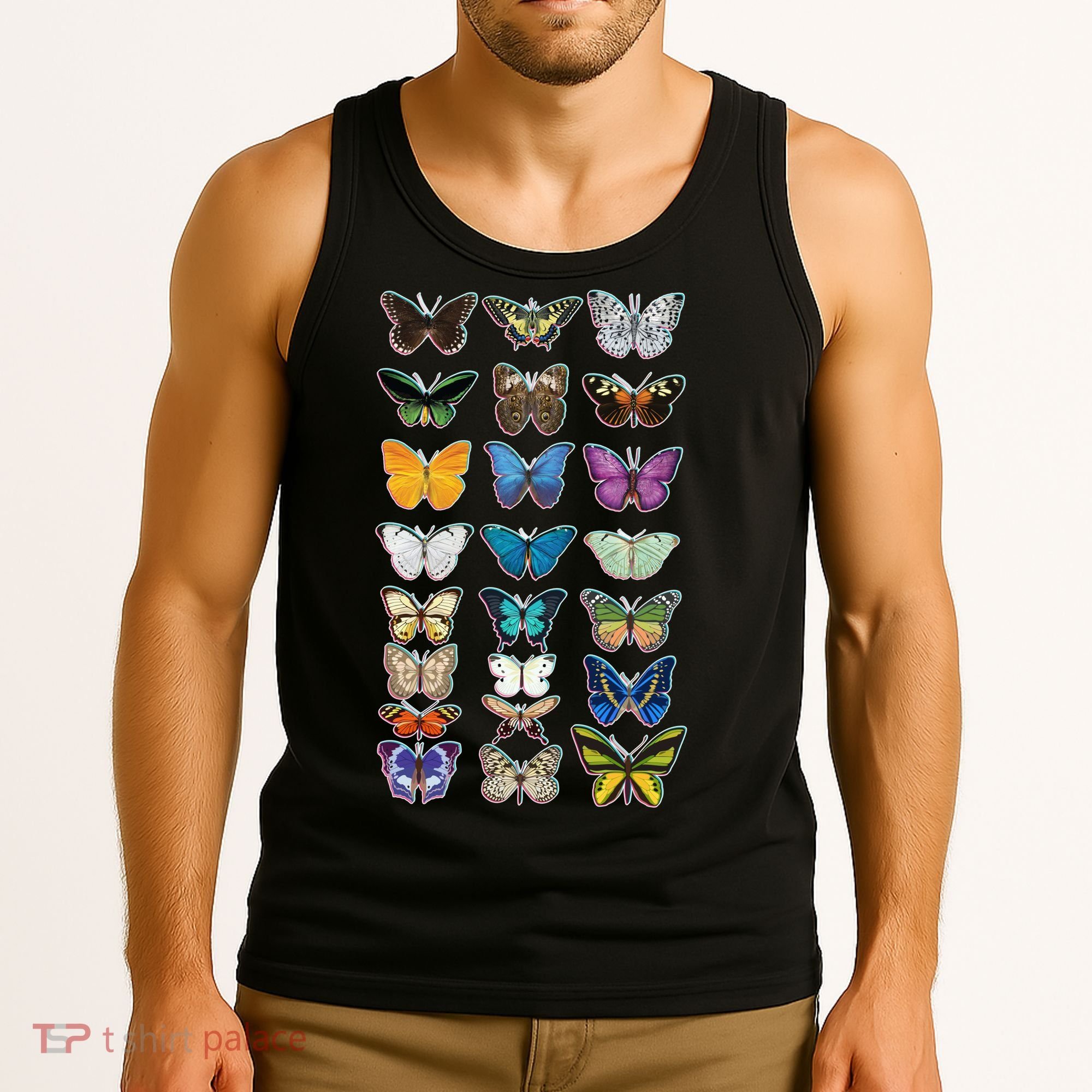 Multi Butterflies Botanical Species Tank Top