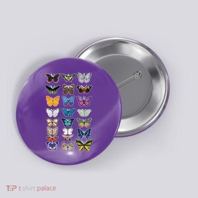 Multi Butterflies Botanical Species Button