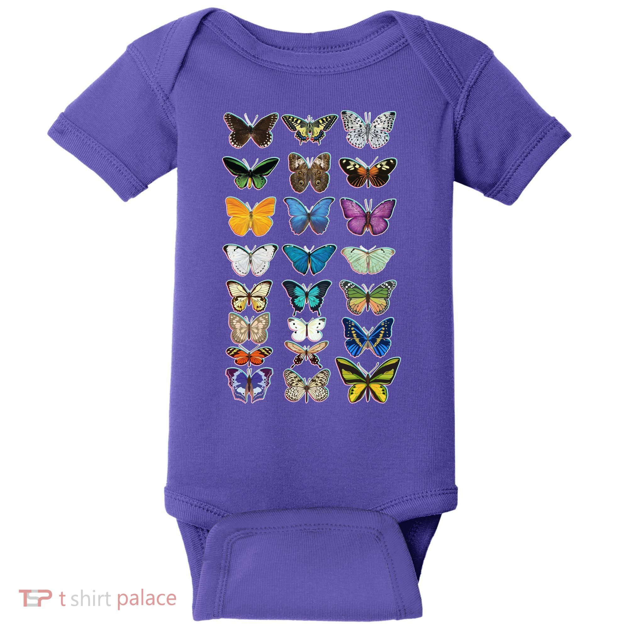 Multi Butterflies Botanical Species Baby Bodysuit