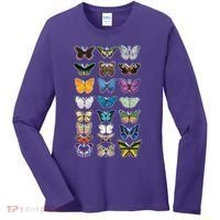 Multi Butterflies Botanical Species Women's Long Sleeve Shirt thumb 0