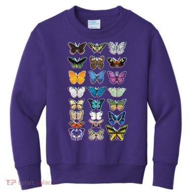 Multi Butterflies Botanical Species Kids Sweatshirt