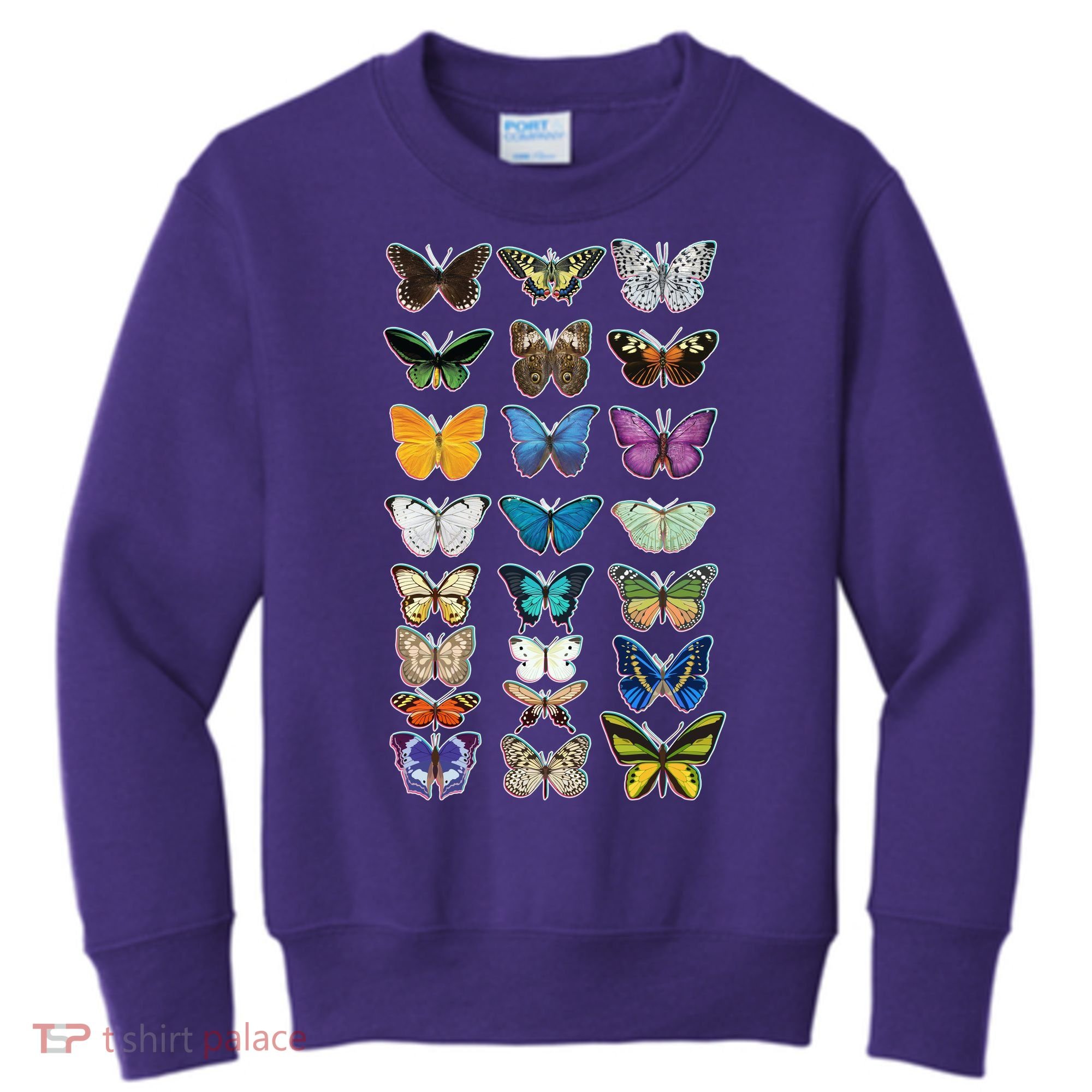 Multi Butterflies Botanical Species Kids Sweatshirt