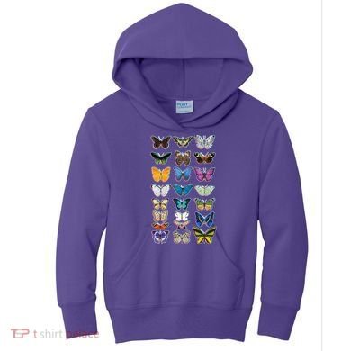 Multi Butterflies Botanical Species Kids Hoodie
