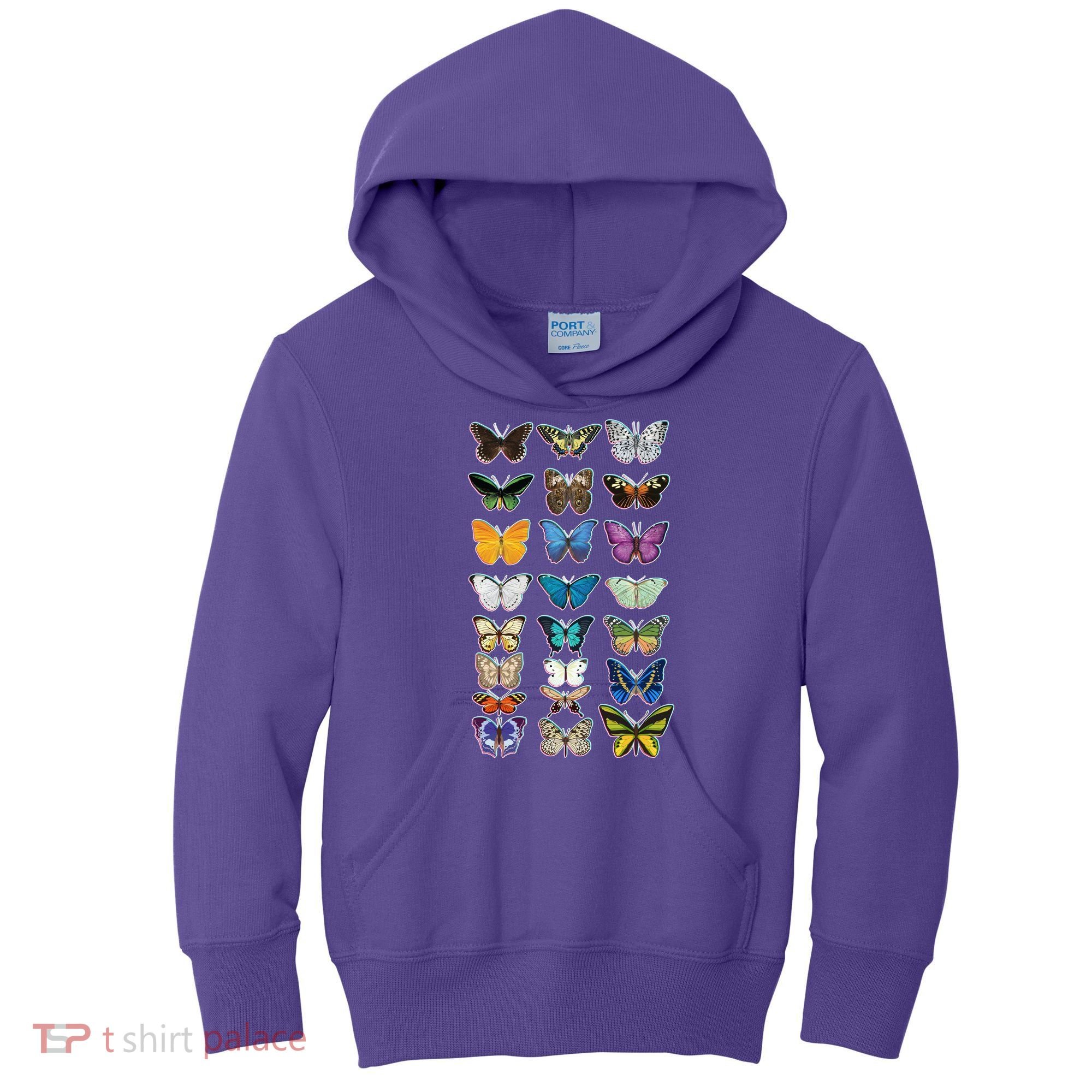 Multi Butterflies Botanical Species Kids Hoodie