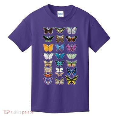 Multi Butterflies Botanical Species Kids T-Shirt