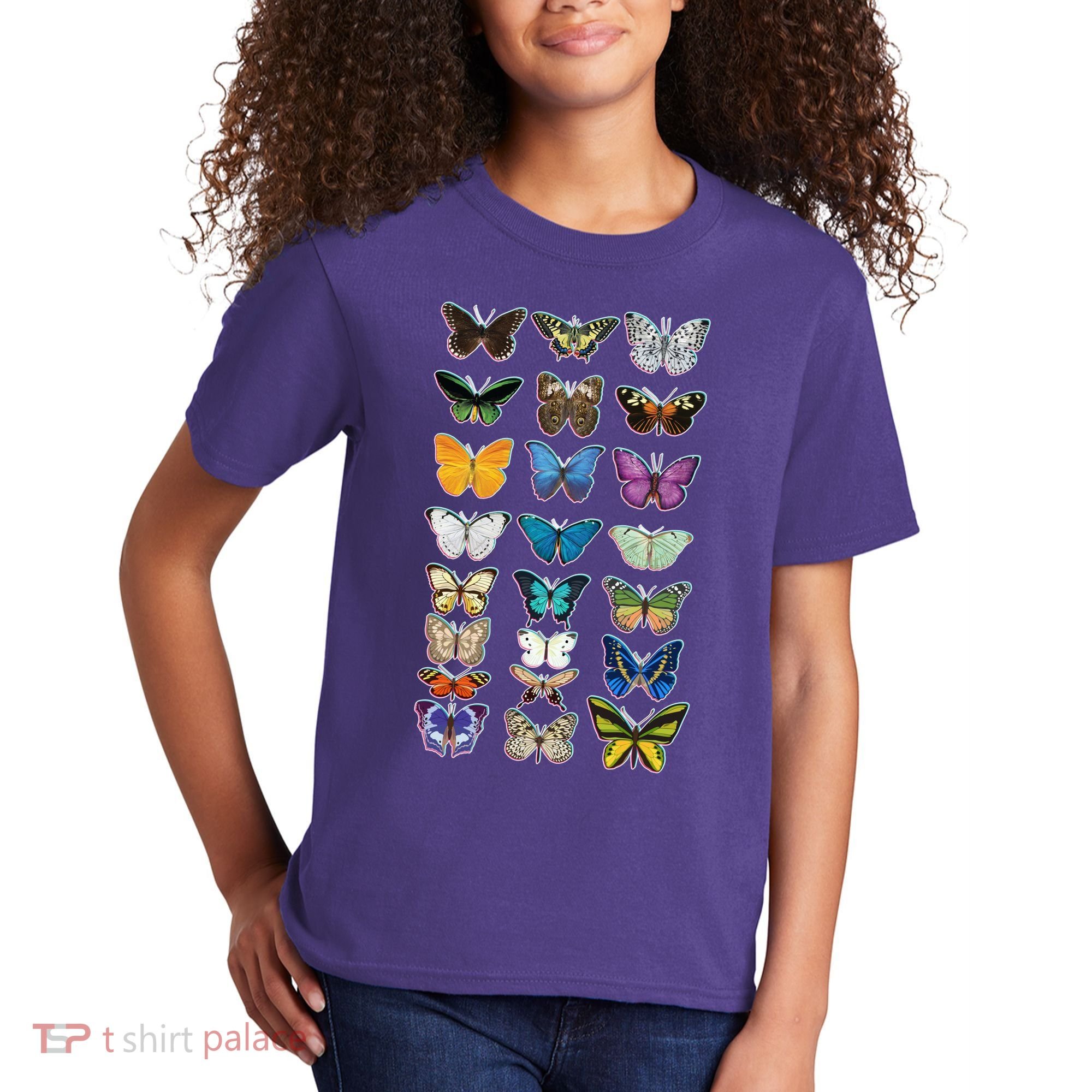 Multi Butterflies Botanical Species Kids T-Shirt