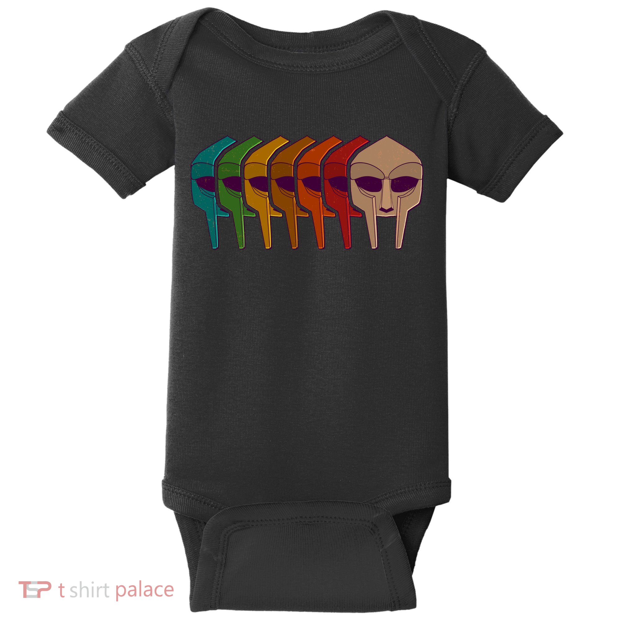 Multi Color MF DOOM Masks Baby Bodysuit