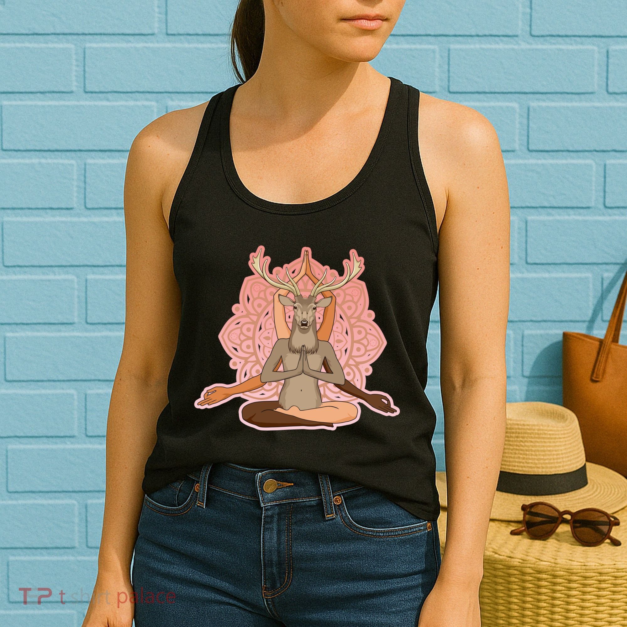 Multi-Ethnic Unity Yoga Deer Women's Tank Top