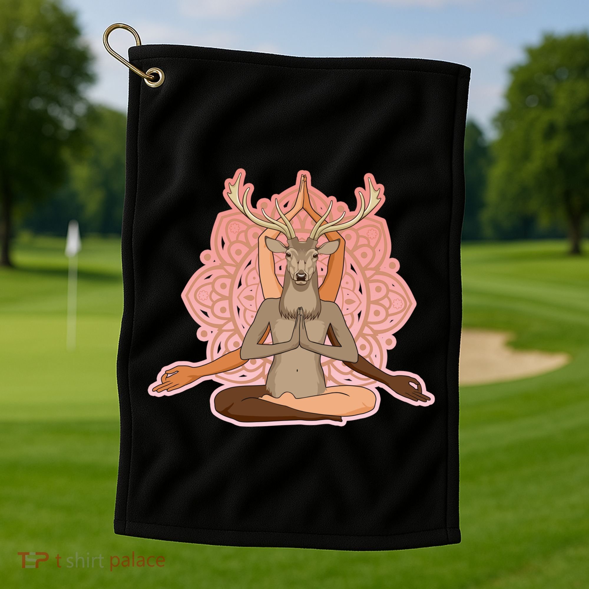 Multi-Ethnic Unity Yoga Deer Golf Towel