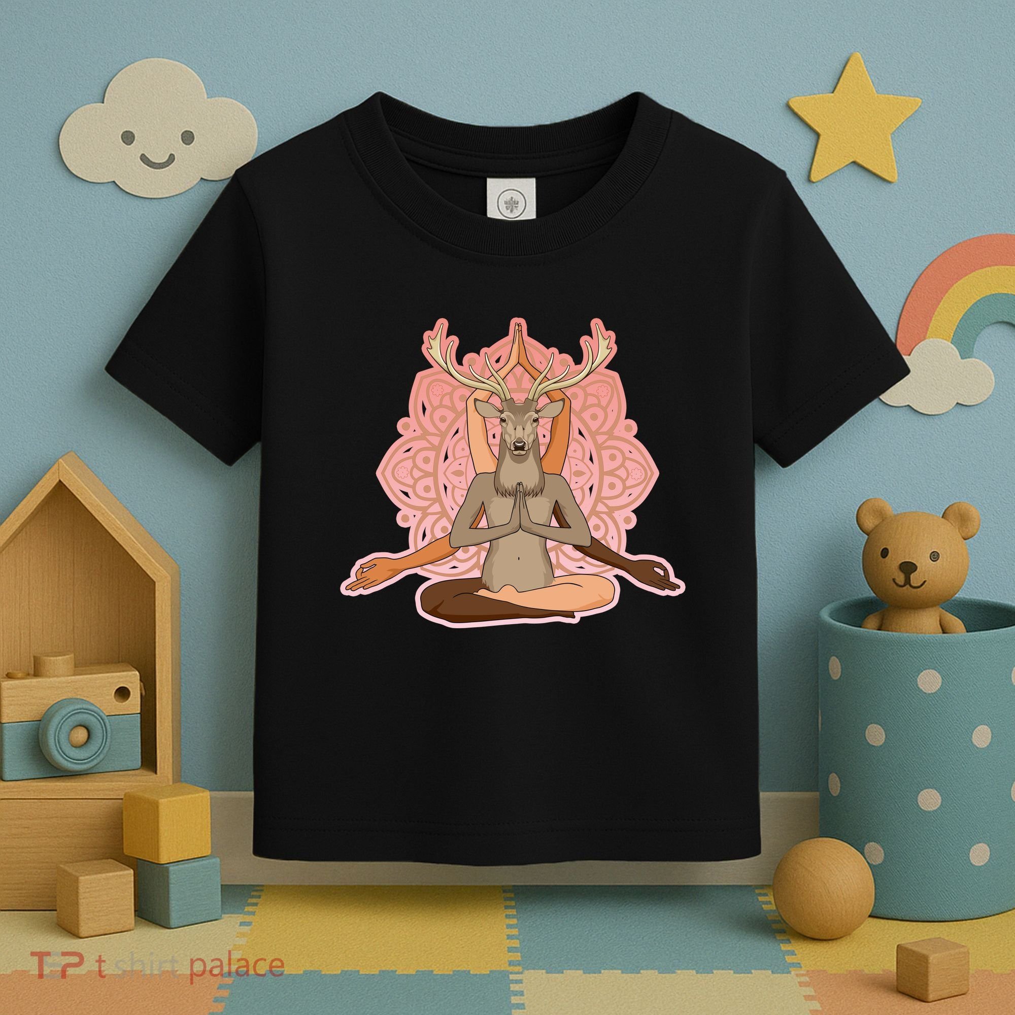 Multi-Ethnic Unity Yoga Deer Toddler T-Shirt