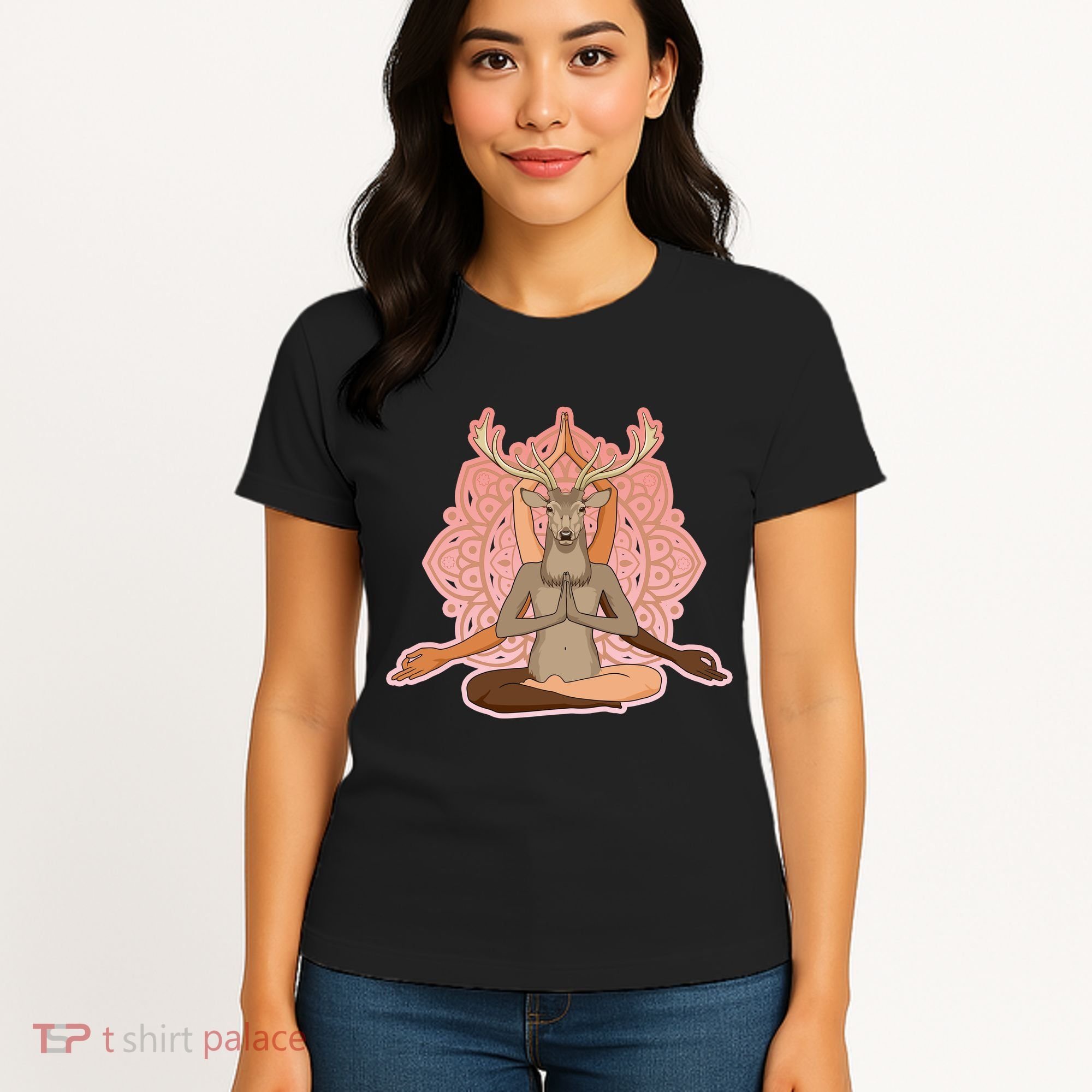Multi-Ethnic Unity Yoga Deer Women's T-Shirt
