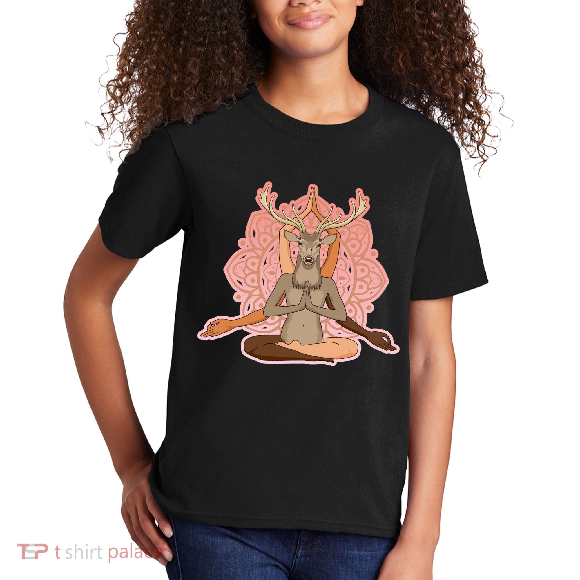 Multi-Ethnic Unity Yoga Deer Kids T-Shirt