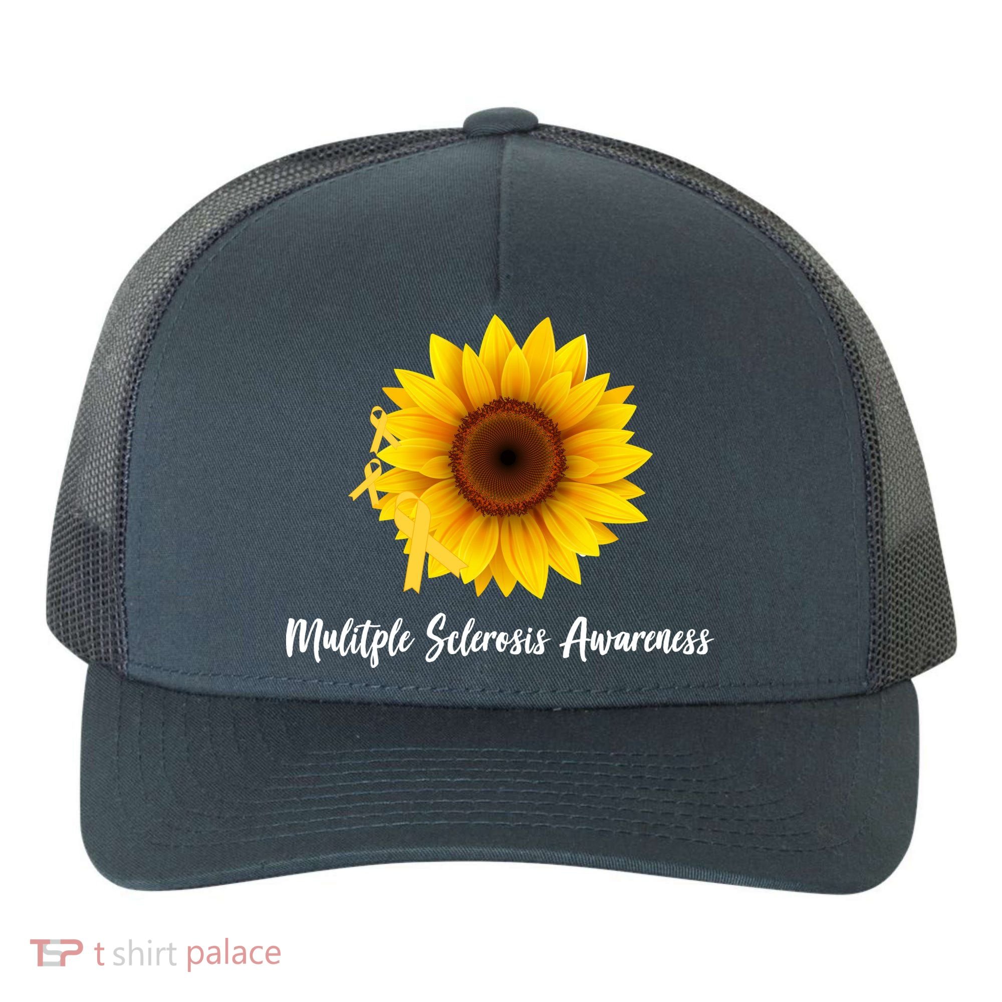 Multiple Sclerosis Awareness Sunflower Yupoong Adult 5-Panel Trucker Hat