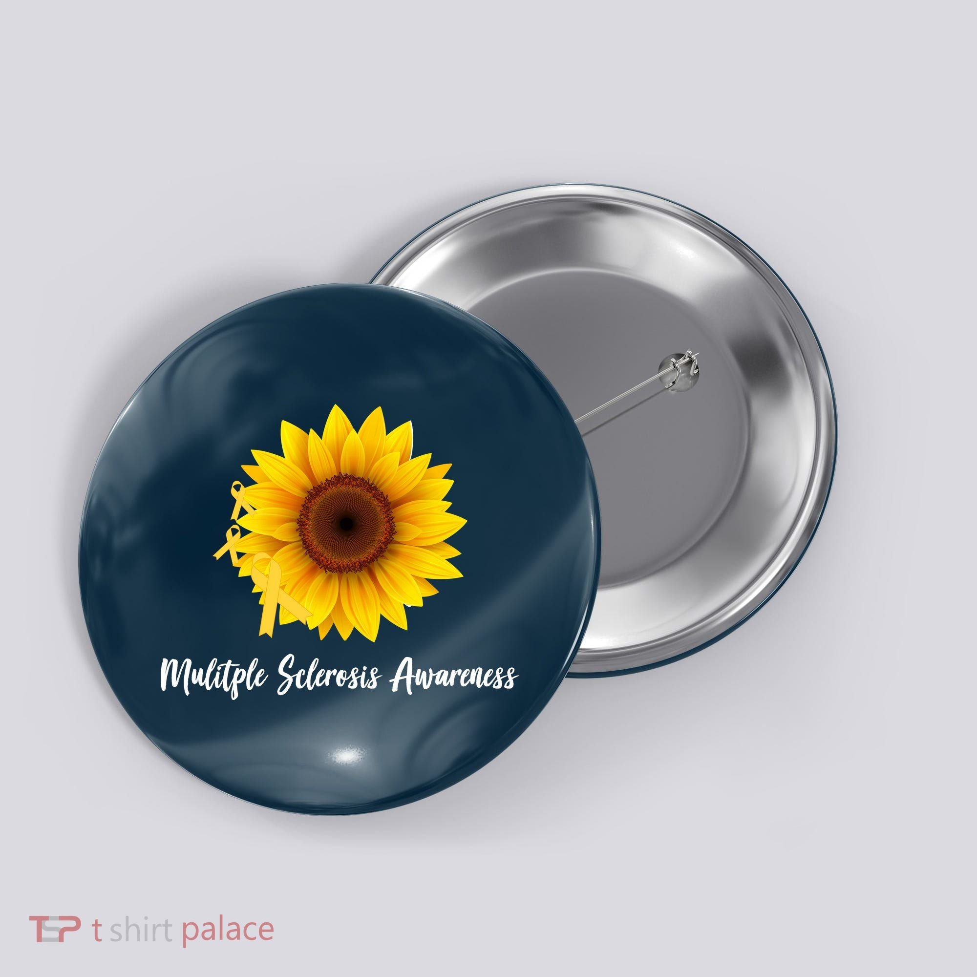 Multiple Sclerosis Awareness Sunflower Button
