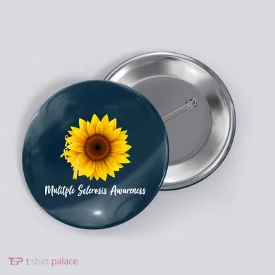 Multiple Sclerosis Awareness Sunflower Button