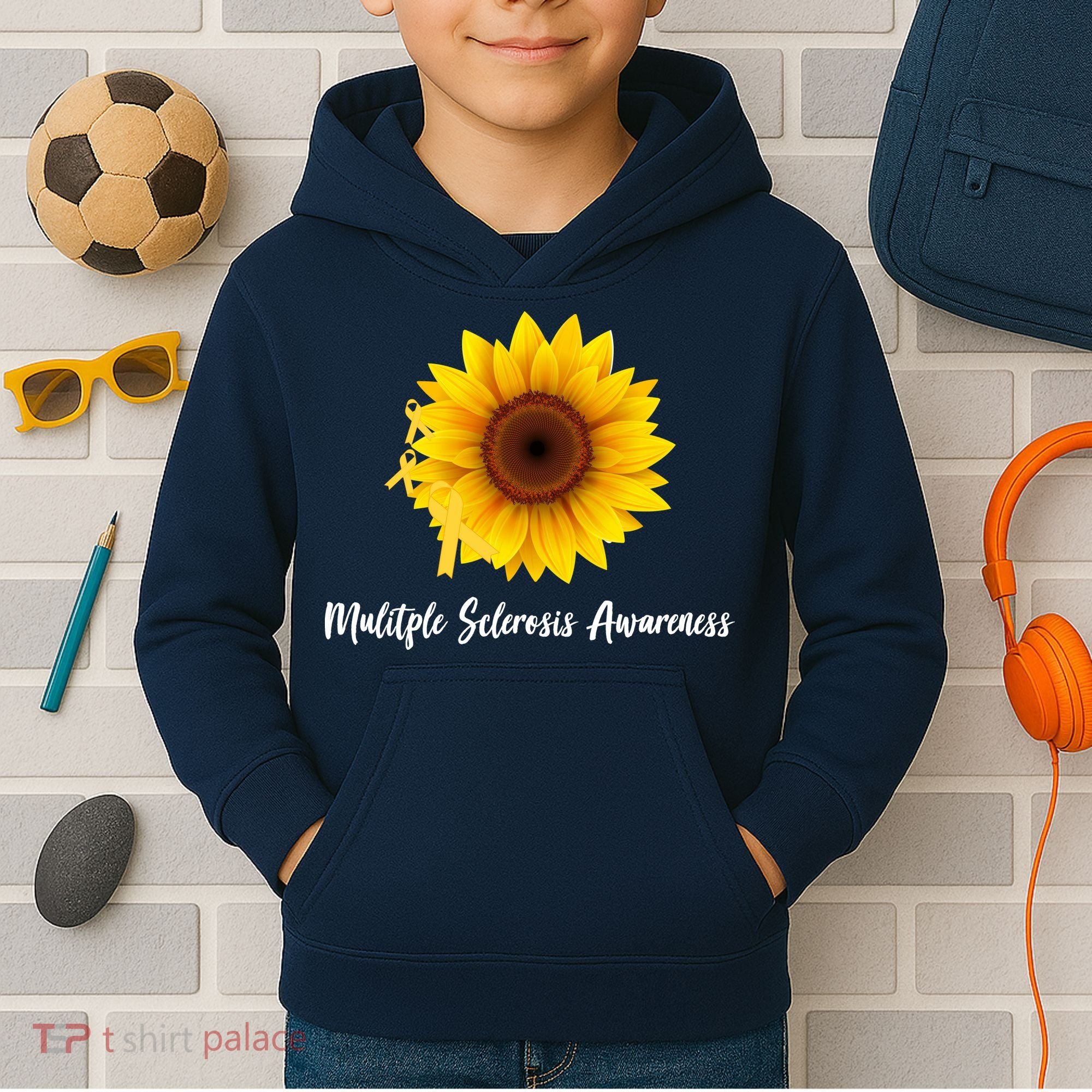 Multiple Sclerosis Awareness Sunflower Kids Hoodie