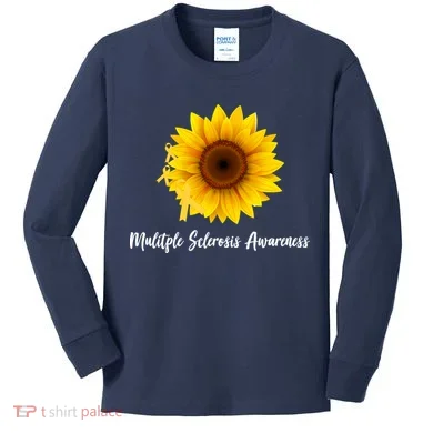 Multiple Sclerosis Awareness Sunflower Kids Long Sleeve Shirt