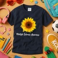 Multiple Sclerosis Awareness Sunflower Kids T-Shirt thumb 3