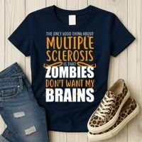 Multiple Sclerosis Zombie Don't Want My Brains Women's T-Shirt thumb 3