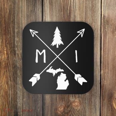 Michigan Up North Home State Midwest Vintage Retro Coaster
