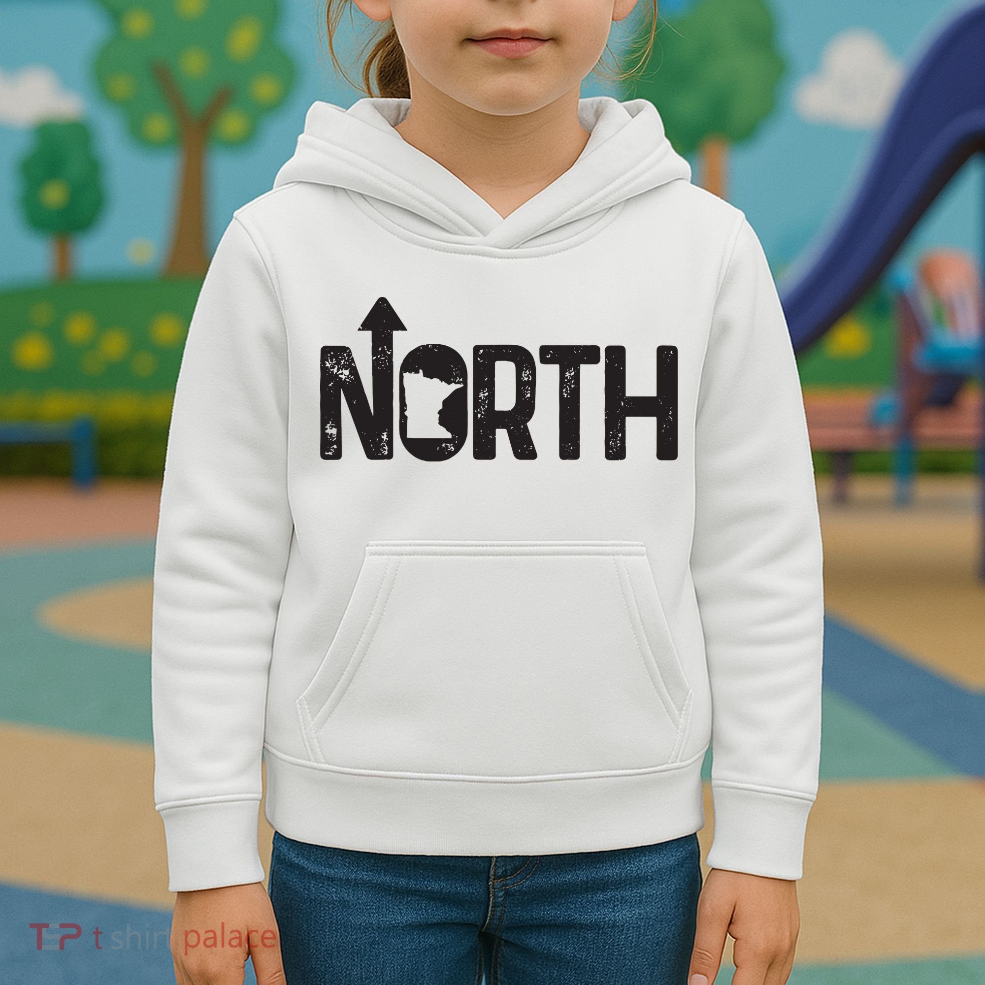 Minnesota Up North State Map Pride Gift Kids Hoodie