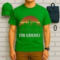 Milwaukee Usa Retro Vintage Sunset Skyline Milwaukee T-Shirt thumb 6