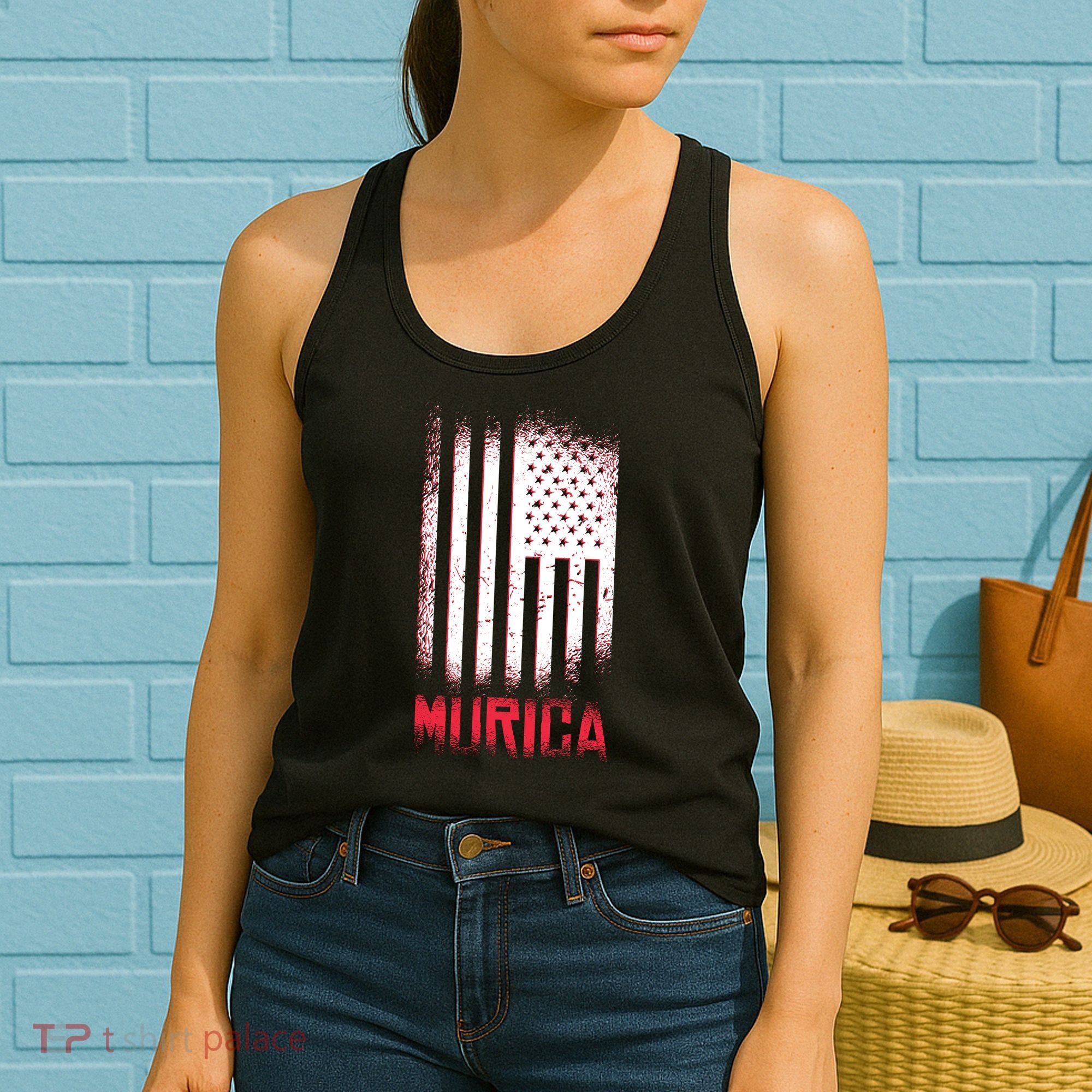Murica American Flag Patriotic Women's Tank Top