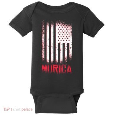 Murica American Flag Patriotic Baby Bodysuit
