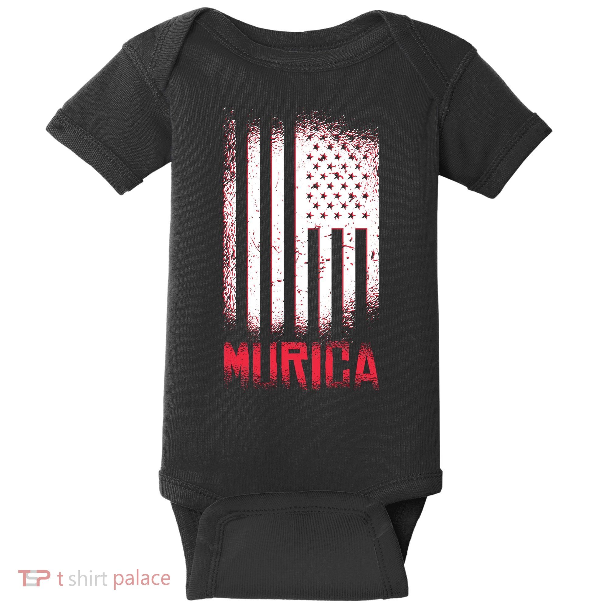 Murica American Flag Patriotic Baby Bodysuit