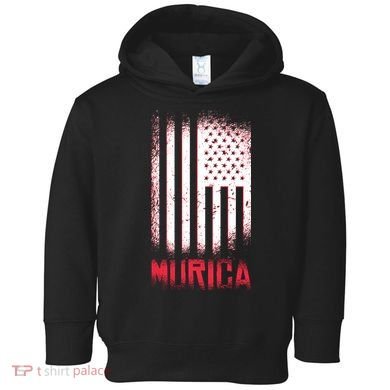 Murica American Flag Patriotic Toddler Hoodie