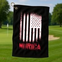 Murica American Flag Patriotic Golf Towel thumb 1