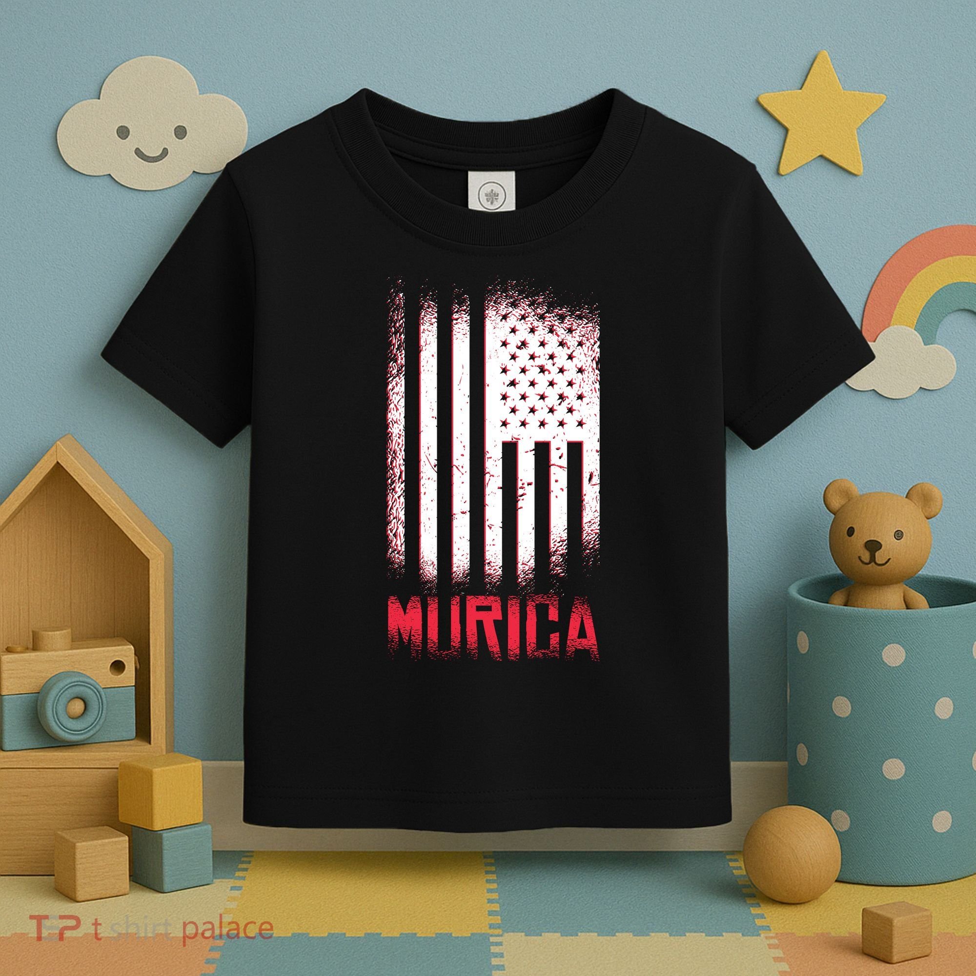 Murica American Flag Patriotic Toddler T-Shirt