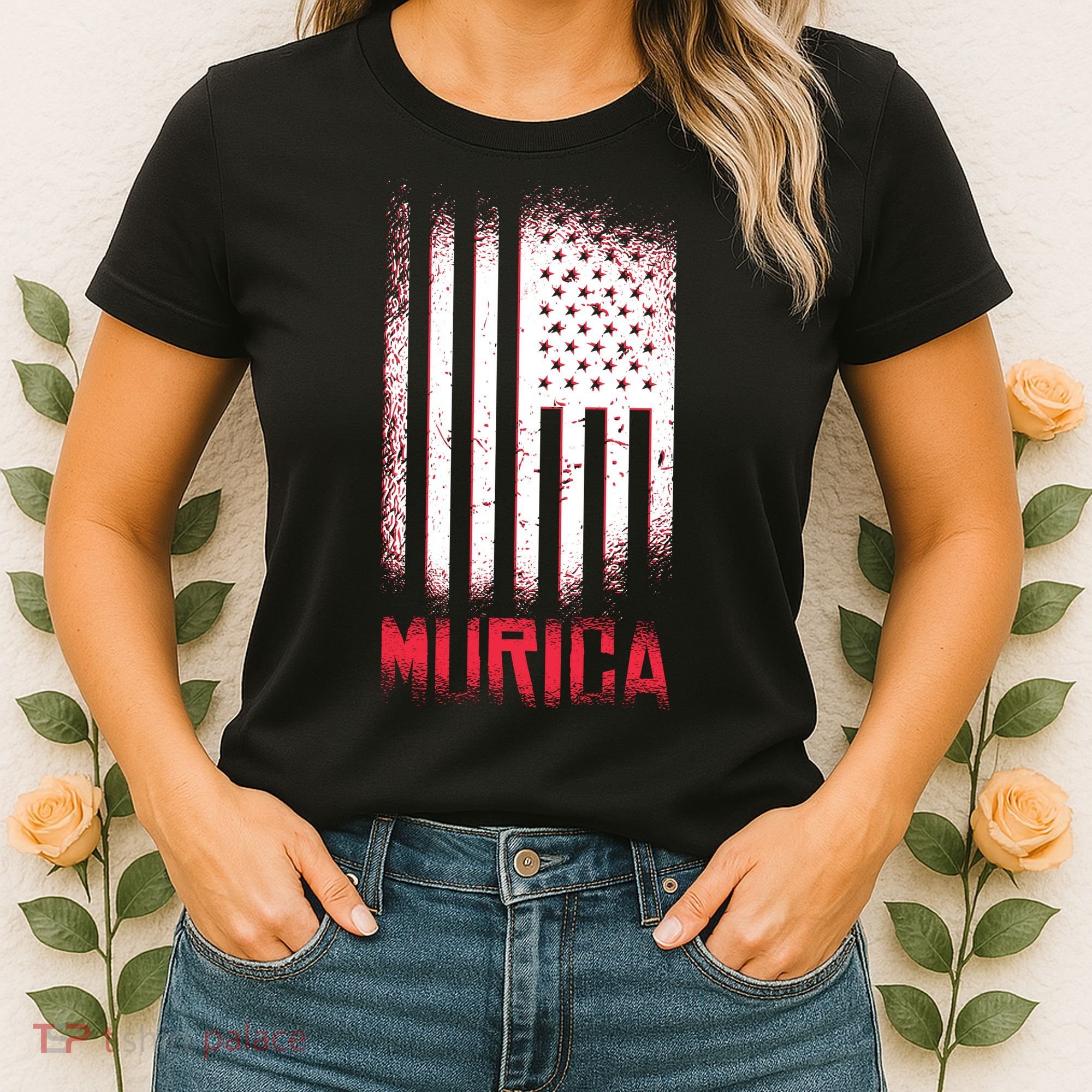 Murica American Flag Patriotic Women's T-Shirt