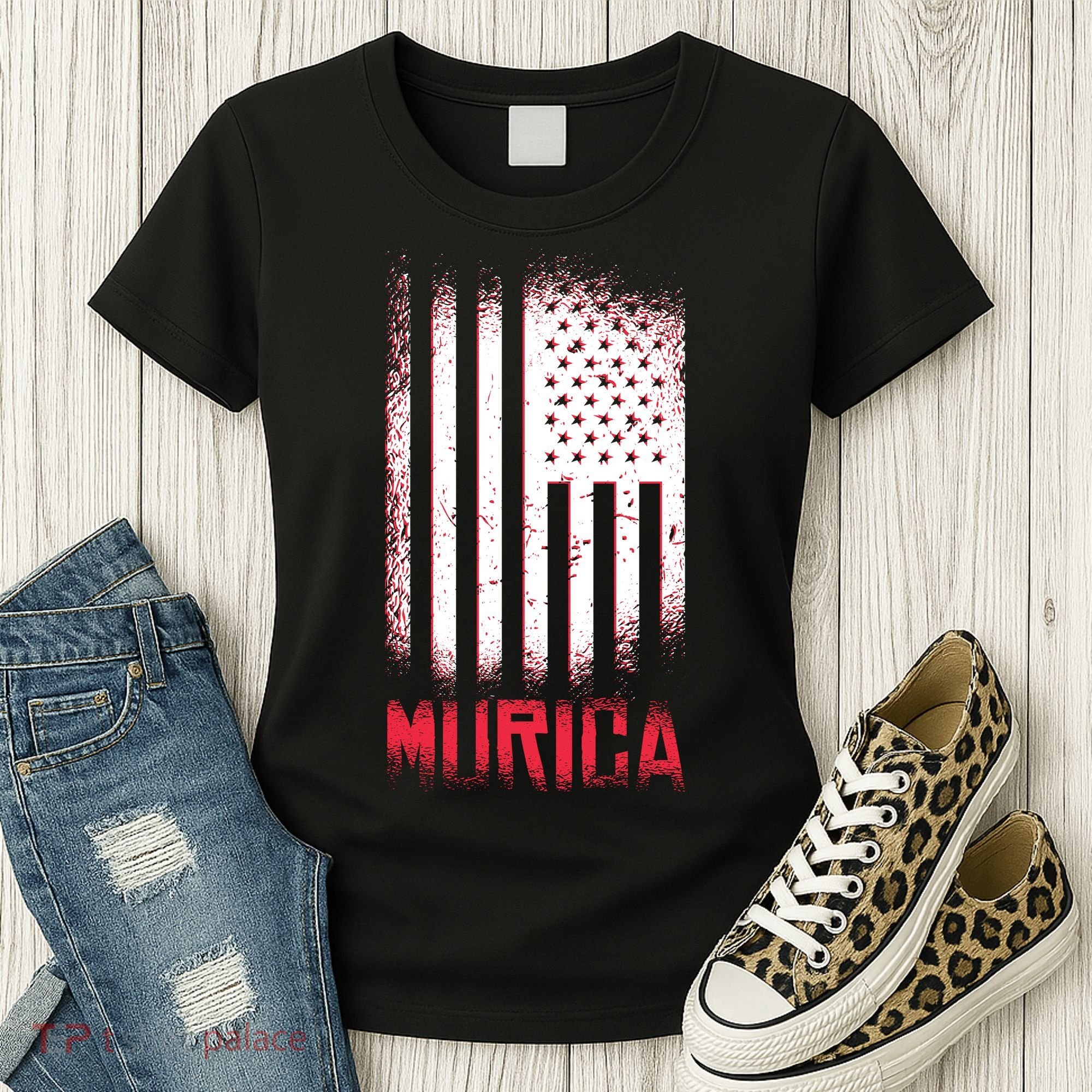 Murica American Flag Patriotic Women's T-Shirt