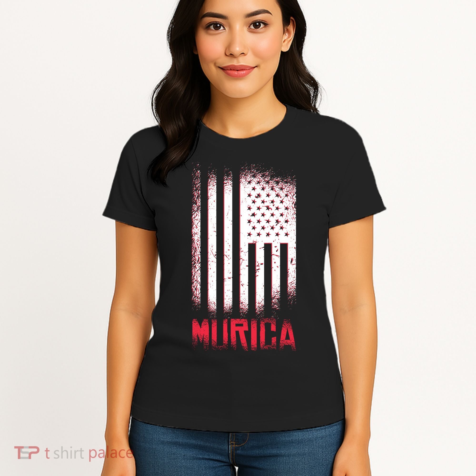 Murica American Flag Patriotic Women's T-Shirt