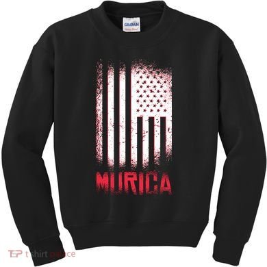 Murica American Flag Patriotic Kids Sweatshirt