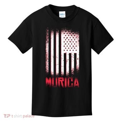 Murica American Flag Patriotic Kids T-Shirt