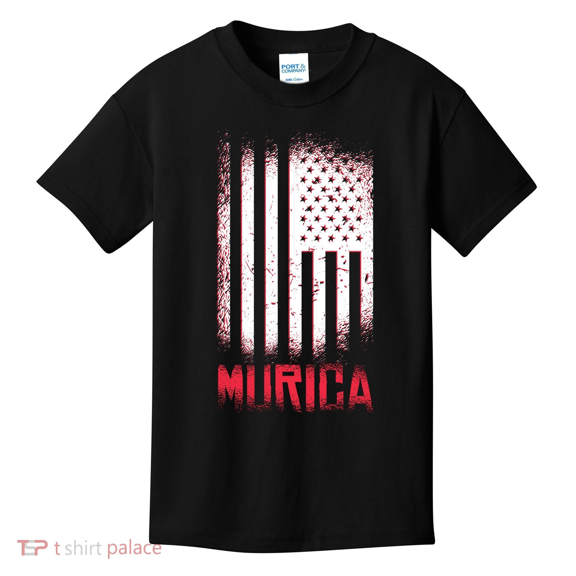 Murica American Flag Patriotic Kids T-Shirt